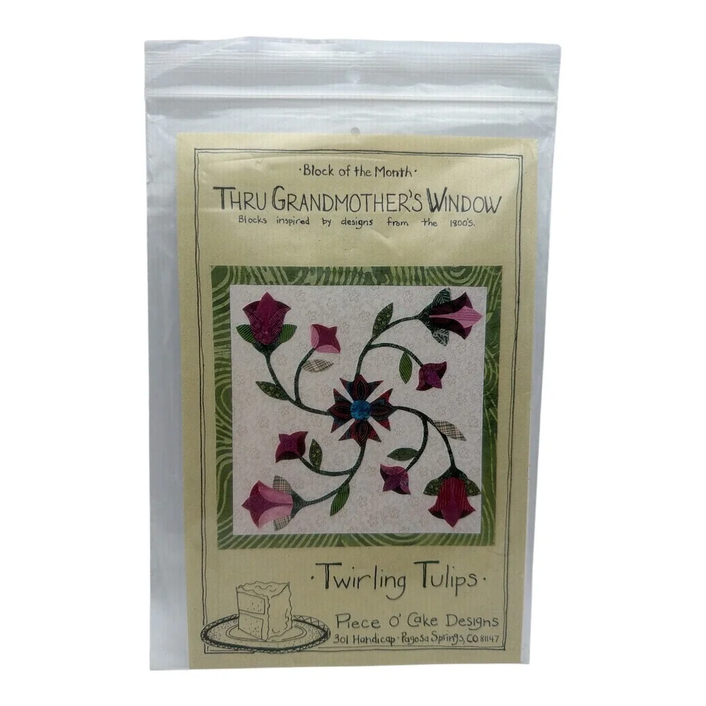 Thru Grandmother's Window quilt pattern Twirling Tulips Piece O' Cake Designs